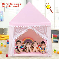 Kids Play Tent Large Playhouse Children Play Castle Fairy Tent Gift with Mat-Pink