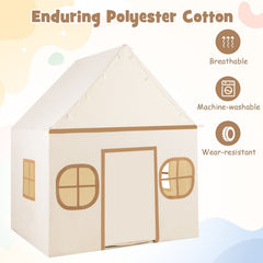 Kids Play Tent Large Playhouse with Door Curtain and Windows Star Lights-Coffee