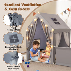 Kids Play Tent with Playpen 2-in-1 Toddler Playhouse with Yard-Grey
