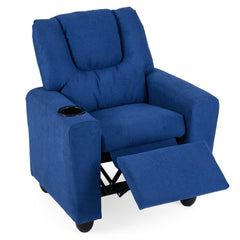 Kids Recliner Chair Push Back Toddler Reclining Armchair with Cup Holder-Blue