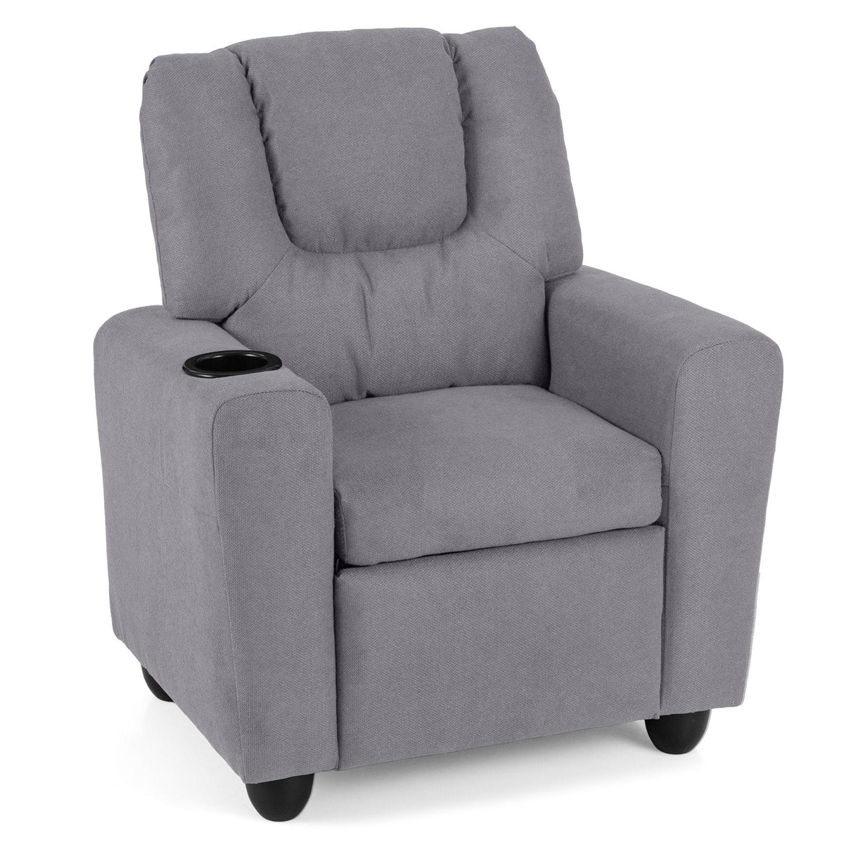 Kids Recliner Chair Push Back Toddler Reclining Armchair with Cup Holder-Grey