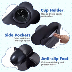 Kids Recliner with Cup Holder & Armrests and Adjustable Backrest Footrest-Black