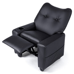 Kids Recliner with Cup Holder Armrests and Adjustable Backrest for Playroom-Black