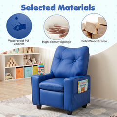 Kids Recliner with Cup Holder & Armrests and Adjustable Backrest for Playroom-Blue