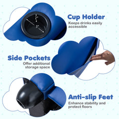 Kids Recliner with Cup Holder & Armrests and Adjustable Backrest for Playroom-Blue