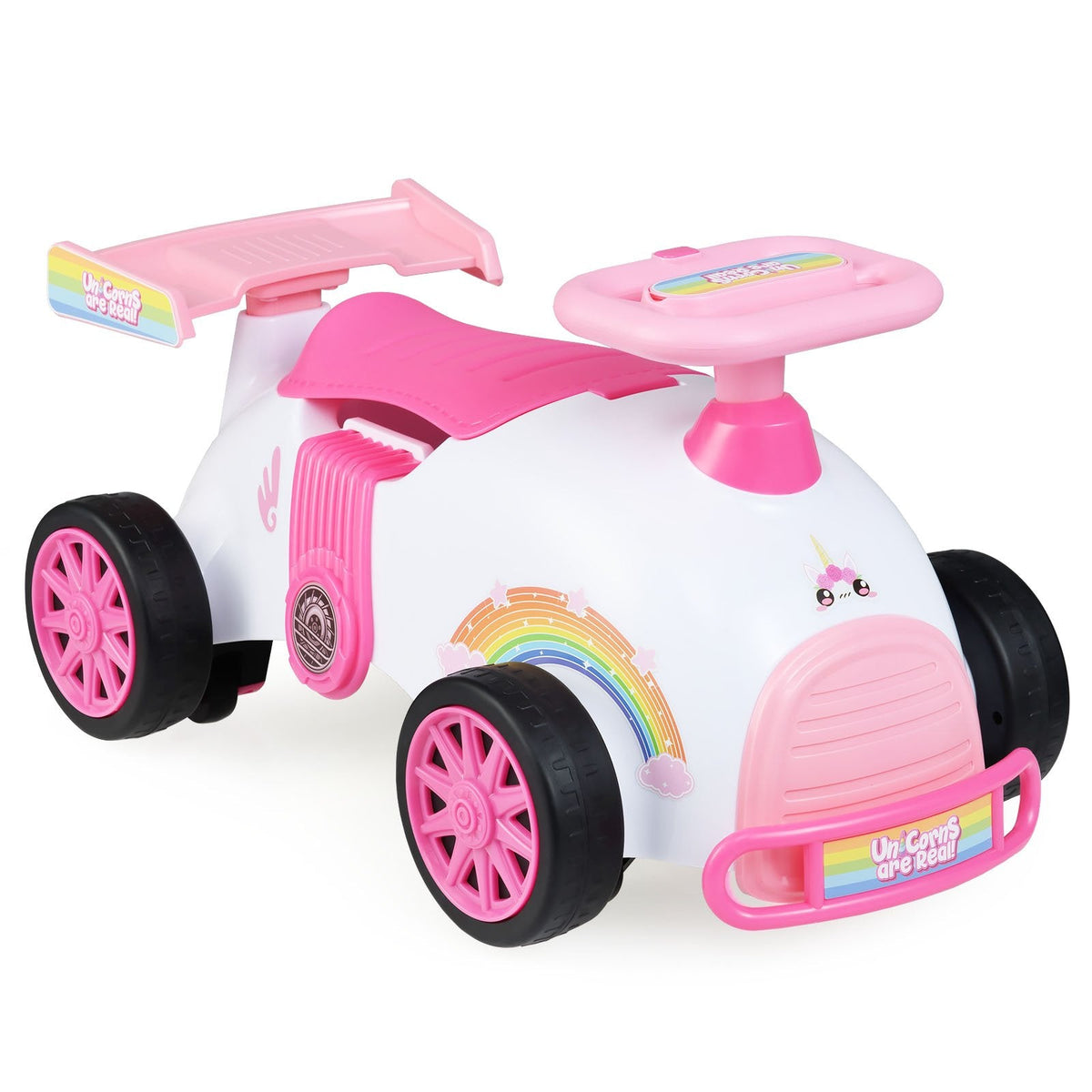 Kids Ride On Car Sliding Toy with Music and Under-Seat Storage-Pink