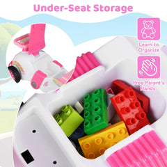 Kids Ride On Car Sliding Toy with Music and Under-Seat Storage-Pink