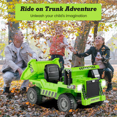 12V Kids Ride On Dump Truck with Electric 33 Degree Tipping Bed and Parent Remote, Green
