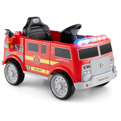 12V Kids Ride On Fire Truck with Extinguisher, Loudspeaker and Parent Remote, Red