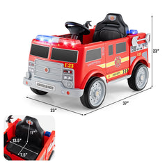 12V Kids Ride On Fire Truck with Extinguisher, Loudspeaker and Parent Remote, Red