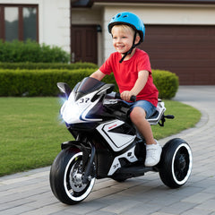 6V 3 Wheel Kids Ride On Sportsbike with Spring Suspension and Flashing Wheel Lights, Black