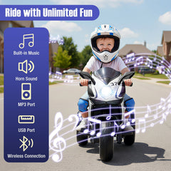 6V 3 Wheel Kids Ride On Sportsbike with Spring Suspension and Flashing Wheel Lights, Black