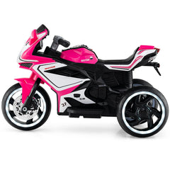 6V 3 Wheel Kids Ride On Sportsbike with Soft Start, Contoured Seat and LED Headlight, Pink