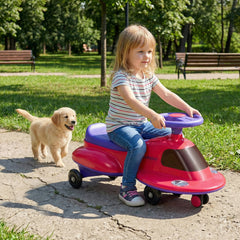 Kids Ride On Toy with Under-seat Storage and LED Flashing Wheels-Pink