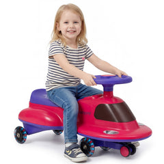 Kids Ride On Toy with Under-seat Storage and LED Flashing Wheels-Pink
