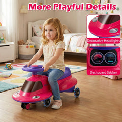 Kids Ride On Toy with Under-seat Storage and LED Flashing Wheels-Pink