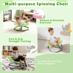 Kids Sensory Swivel Chair Cat Claw 360° Spinning Chair with Non-Slip Metal Base-Green