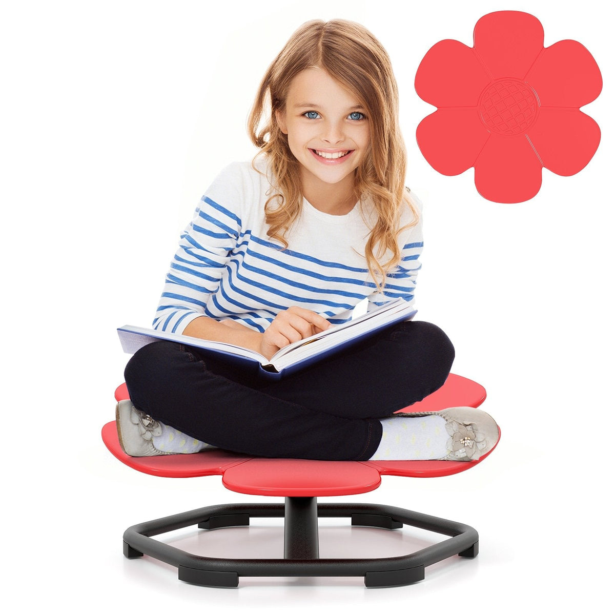 Kids Sensory Swivel Chair Elephant Petal 360° Spinning Chair-Red