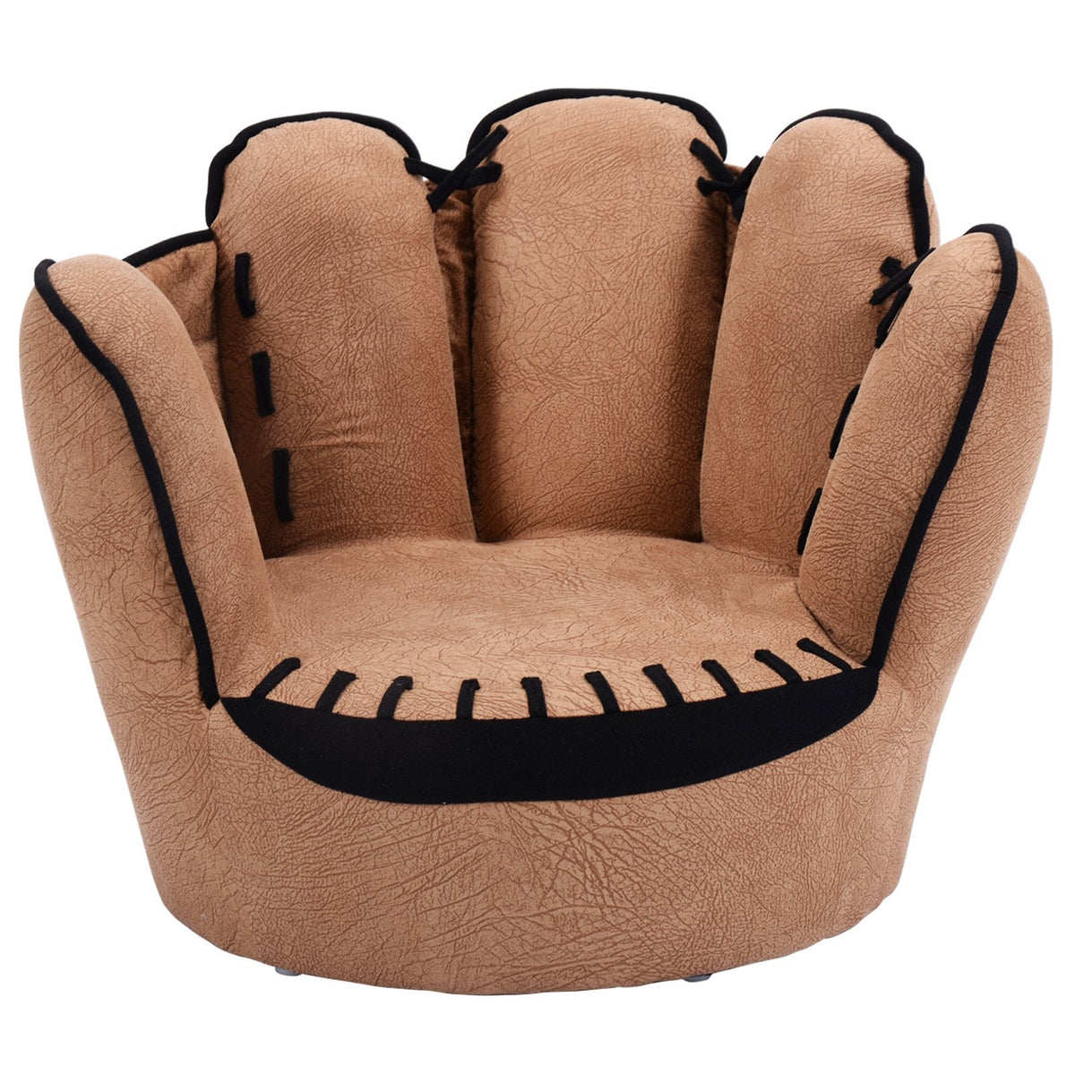 Kids Baseball Glove Chair, Soft Faux Suede Toddler Armchair in Brown