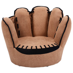Kids Baseball Glove Chair, Soft Faux Suede Toddler Armchair in Brown