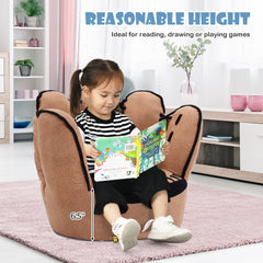 Kids Baseball Glove Chair, Soft Faux Suede Toddler Armchair in Brown