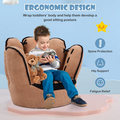 Kids Baseball Glove Chair, Soft Faux Suede Toddler Armchair in Brown
