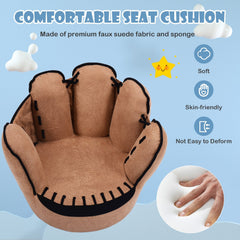 Kids Baseball Glove Chair, Soft Faux Suede Toddler Armchair in Brown