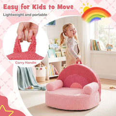 Kids Sofa Toddler Foam Couch with Soft Fleece Fabric Cover-Pink