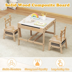 Kids Table and Chairs Set with Reversible Whiteboard-Robot-shaped