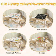Kids Table and Chairs Set with Reversible Whiteboard-Robot-shaped