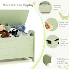 Wooden Kids Toy Box with Safety Hinge-Green