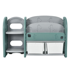Kids Toy Storage Organizer with 2-Tier Bookshelf and Plastic Bins