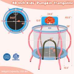 Kids Trampoline Indoor & Outdoor Pumpkin Trampoline-Pink