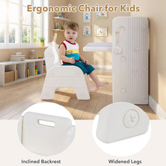 Kids Writing Desk and Chair Set with Side Bookshelves-White