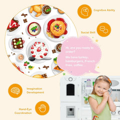 White Wooden Play Kitchen with Fridge, Water Dispenser, Blackboard and Cookware