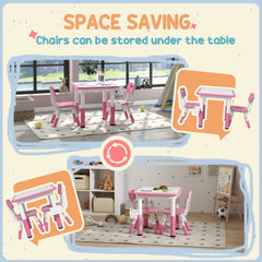 3 Pieces Toddler Table and Chair Set, Height Adjustable Kids Table and Chair Set w/ Storage, for Playroom Grey
