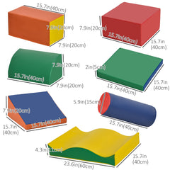 7 Pieces Soft Play Foam Climbing Blocks, Indoor Modular Kids Play Toys for Climbing, Crawling, Sliding, Multicolour