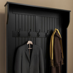 3-In-1 Hall Tree w/ Coat Rack, Shoe Storage and Bench Seat, Entryway Bench w/ 4 Hooks for Hallway, Living Room, White
