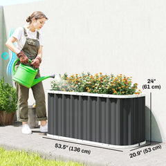 Galvanized Raised Garden Bed, Deep Root Planter Box, Outdoor Garden Bed with Plant Labels, 5' x 2' x 2', Dark Grey