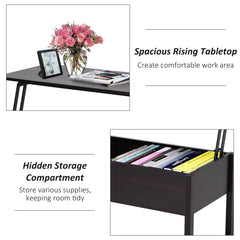 39" Modern Lift Top Coffee Table with Hidden Storage Compartment, Center Table for Living Room, Black