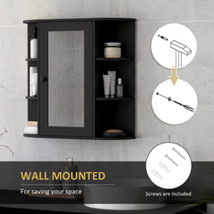 Mirrored Bathroom Wall Cabinet Wall Mounted Medicine Cabinet with Door & Shelves, White