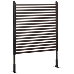 Picket Metal Garden Fence for Hard & Soft Ground, 5 ft(H) Standing Outdoor Fencing with Feet, Animal Barrier Flower Bed Landscape Edging, Brown