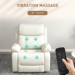 PU Leather Reclining Chair with Vibration Massage Recliner, Swivel Base, Rocking Function, Remote Control, Brown