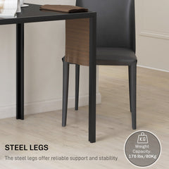 Square Kitchen Table for 2-4 People, Dining Table with Glass Top and Steel Legs for Dining Room, Black