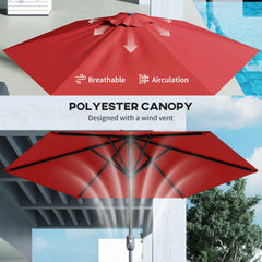 Patio Sun Umbrella, Outdoor Parasol with 6 Ribs, Khaki