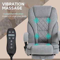 Massage Office Chair, Reclining Computer Chair with Adjustable Height and Footrest, Grey
