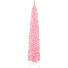9ft Christmas Tree with Colourful DIY Synchronized LEDs, Hinged Pencil Xmas Tree with Remote, Daily Timer, Green
