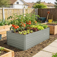 5' x 3' x 2' Raised Garden Bed, Galvanized Planter Box for Growing Flowers, Herbs and Vegetables, Black