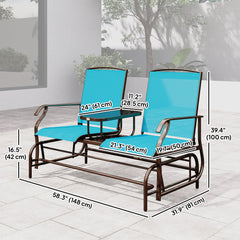 Patio Glider Rocking Chair 2 Person Outdoor Loveseat Rocker Garden Furniture Bench, Grey
