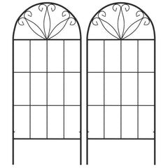 Metal Garden Trellis Pack of 2 for Climbing Plants, Arched Grid Trellis Panels, 20" x 60", Black